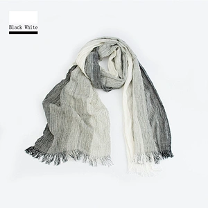Direct Factory Wholesale Fashion Neutral Striped Cotton Linen Scarf