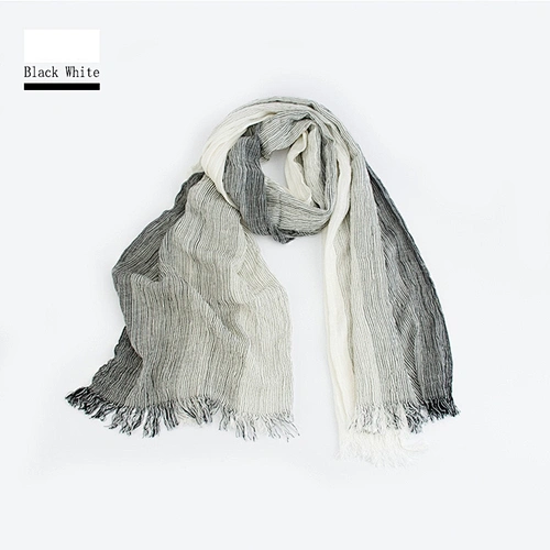 Direct Factory Wholesale Fashion Neutral Striped Cotton Linen Scarf