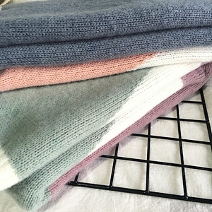 New Scarf Female Winter Korean Version Student Long Scarf Color Matching Wool Double-Sided Knitted Scarf