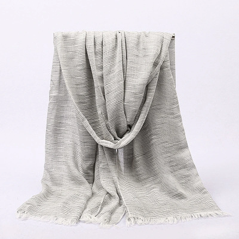 Spring and summer new style cotton and linen striped scarf short travel sunscreen beach scarf shawl