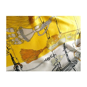 New Design Shawl Scarf 110*110 Cm Head Hijab Tassel Pattern Printing Large Square Twill Silk Scarf For Women Wholesale