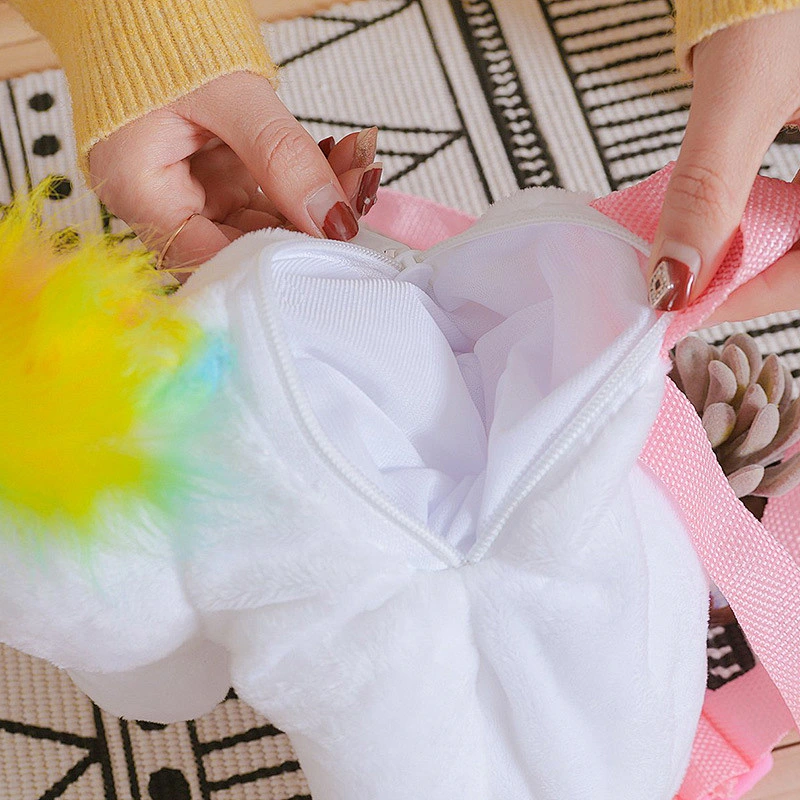 Fashion wholesale creative new rainbow unicorn plush toy backpack girl cute small backpack