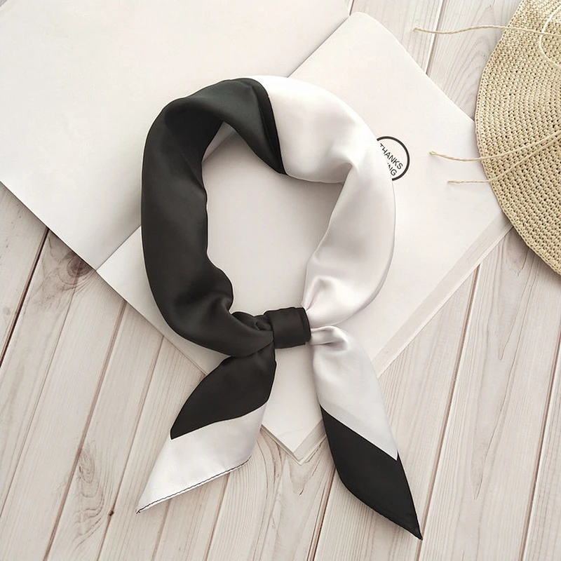 Korean Ins Small Square Scarf Color Matching Literary Small Silk Scarf Decoration Small Scarf For Female