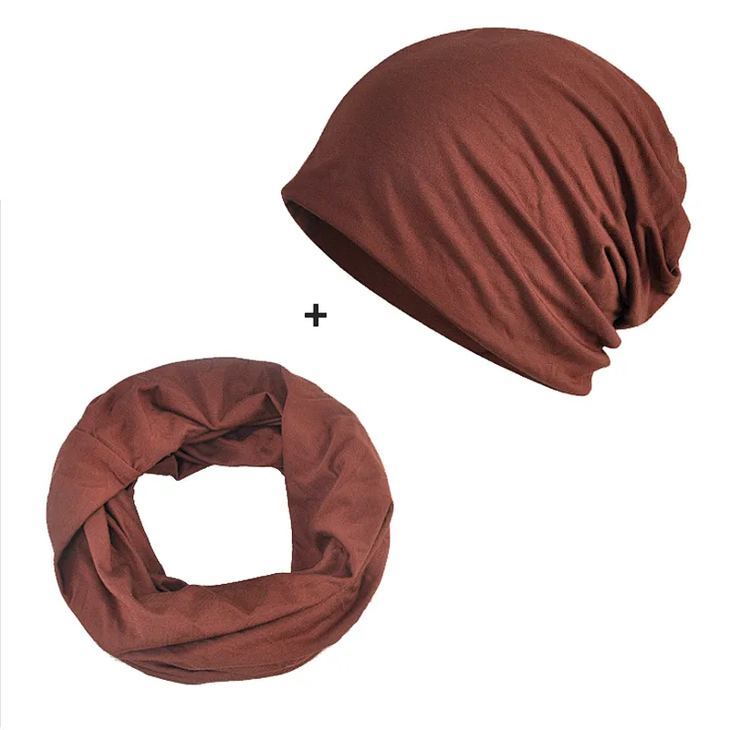 Solid Color Hat Brand Autumn Winter Dual-Use Design Hats For Ladies Thin Beanies Women Scarf Face Mask