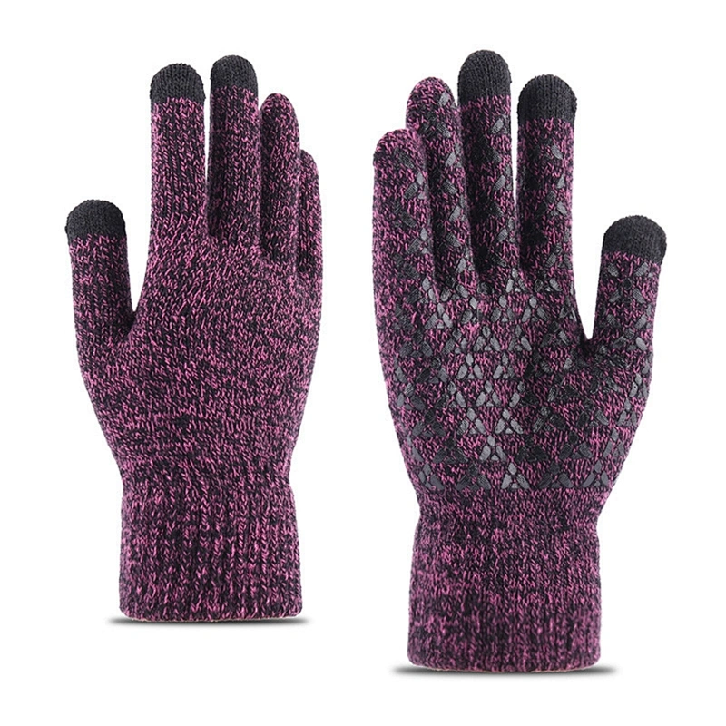 Wholesale Knitted Warm Gloves Men'S Winter Thickened Non-Slip Wool Outdoor Custom Touch Screen Gloves