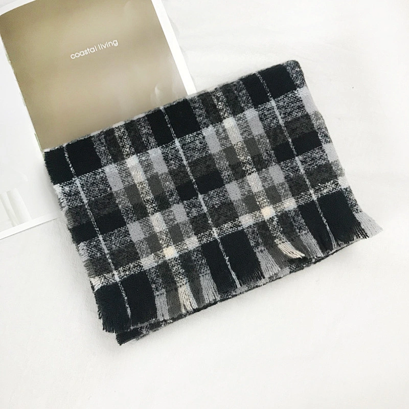 British Style Retro Plaid Cashmere Scarf Women's Winter Warmth All-Match Soft Dual-Use Scarf Manufacturers Wholesale