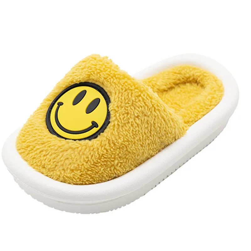 Wholesale Autumn Winter Cute Smiling Cotton Slippers Female Household Parent-Child Indoor Non-Slip Children Home Slippers