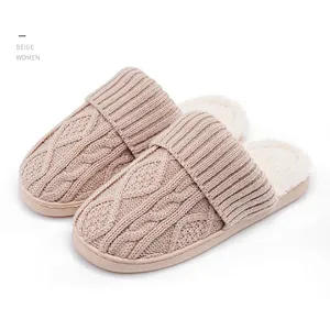 Male Autumn Winter Thick-Soled Cotton Slippers Female Home Couple Household Woolen Yarn Indoor Warm Cotton Slippers