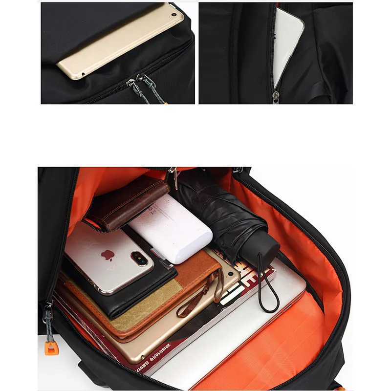 Travel Backpack Casual Oxford Spinning Backpack Laptop Bag Black Pink Personalized Fashion Bag