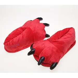 Adult Funny Dinosaur Foot Fluffy New Style Soft Plush Stuffed Shoes Women Parent-Child Animal Claw Slippers