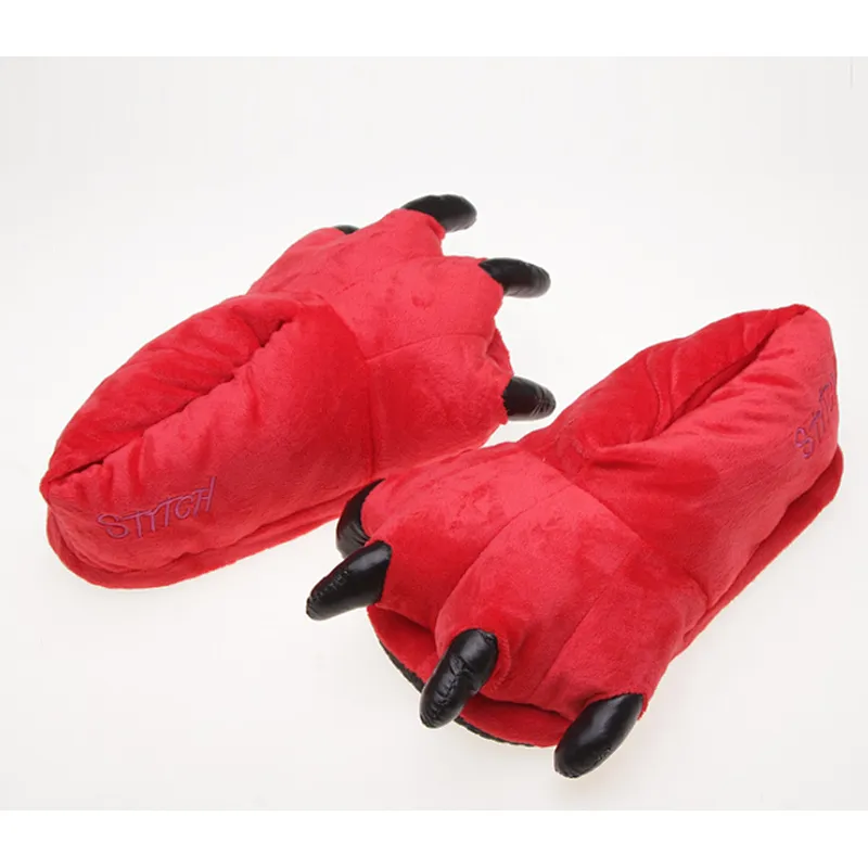 Adult Funny Dinosaur Foot Fluffy New Style Soft Plush Stuffed Shoes Women Parent-Child Animal Claw Slippers