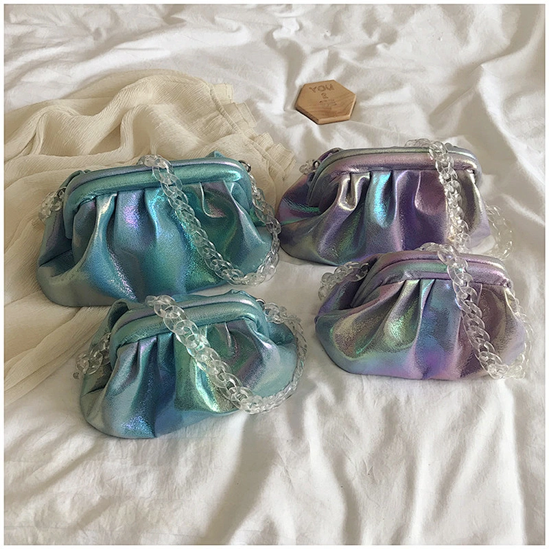 Brand Designer Acrylic Chain The Pouch Envelope Clutches Bag Voluminous Round Shape Purses and Handbags