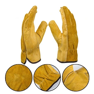 Flexible Grip Cowhide Working Gloves / Shrink Resistant Stretchable Leather Garden Working Safety Gloves