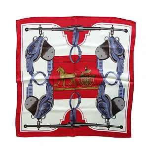 Hot sale 2020 new 55cm carriage printed silk square scarf women plain
