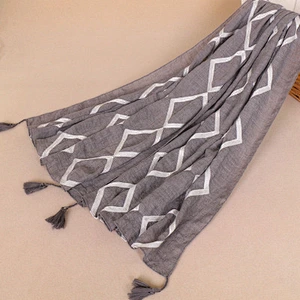 New spring and autumn fringed ethnic sunscreenscarf geometric cotton scarf shawl hijab