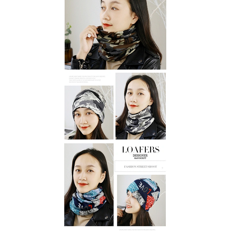 Women Fall/Winter Hedging Scarf Hat Warm Neck Guard Mask Knitted Thick Riding Mask Headscarf Student Collar Scarf