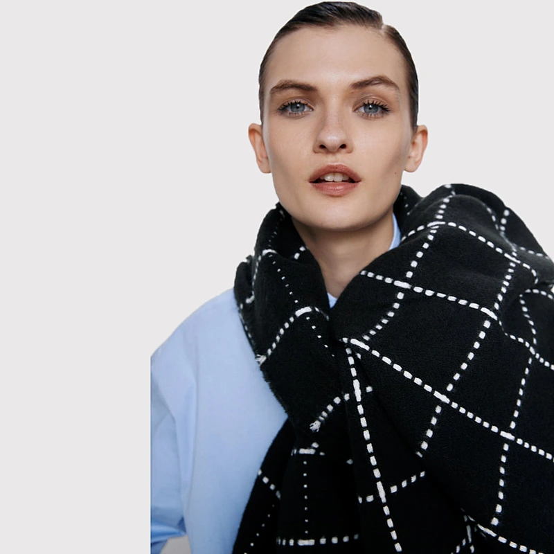 Autumn Winter Black Plaid Cashmere Big Shawl Stylish Female Thick Warm Scarf