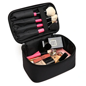 Custom Nylon Ladies Elegant Cosmetic Bag Portable Folding Travel Single Layer Cosmetic Bag