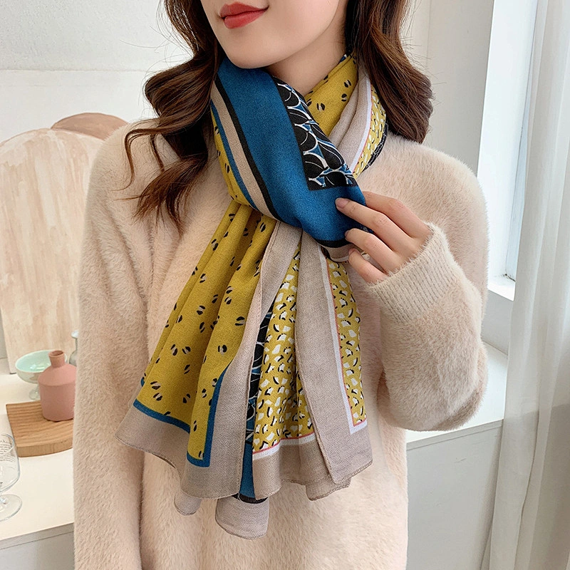 2020 New Style Extended Printed Silk Scarf Women Fashion Wild Linen Scarf Travel Warm Shawl In Winter