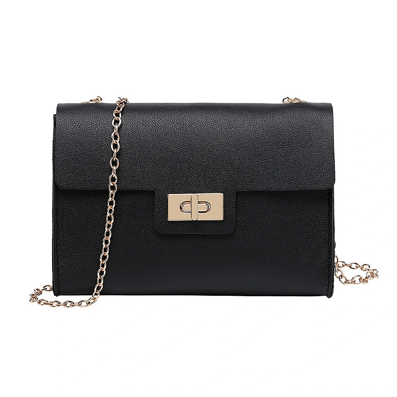 Female Pu Leather Wholesales Prices Crossbody Bag Latest Fashion Metal Lock Hard Ware Chain Colorful Shoulder Crossbody Bag