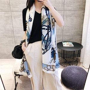 Wholesale Custom 2020 Fashion Design Satin Rectangle Scarf Women Digital Print Silk Scarf 90x180