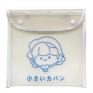 Korea Ins Homemade PVC Transparent Waterproof Storage Bag Stationery Bag With Colorful Chain