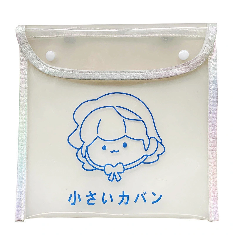 Korea Ins Homemade PVC Transparent Waterproof Storage Bag Stationery Bag With Colorful Chain