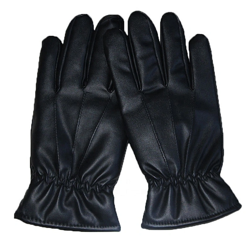 All Black Fashion Car Driving PU Leather Gloves Men for Winter