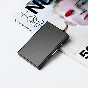 Credit Name Card Holder Metal Business ID Cardholder PU Card Box Bag Organizer Mini Wallet Men Minimalist Leather Card Case