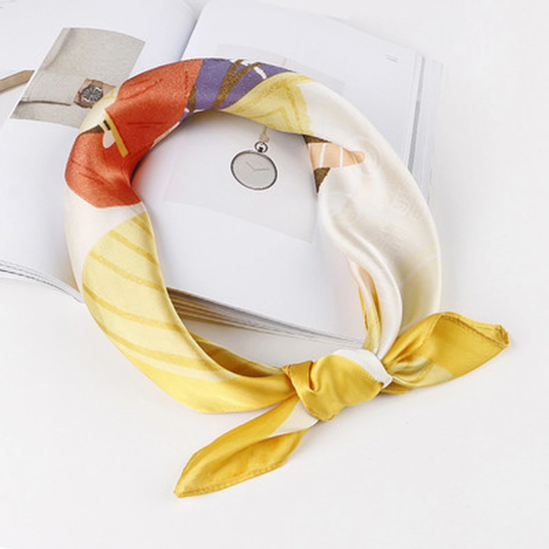 Spring and autumn wild new decorative ladies small square scarf custom print satin silk square scarf