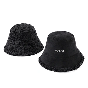 Ladies Suede Embroidered Logo Women Winter Double Sided Reversible Suede Bucket Hat
