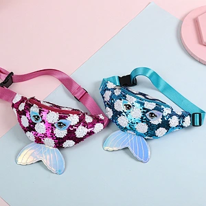 New European Fashion Mermaid Sequin Waist Bag Ladies One-Shoulder Diagonal Bag Children'S Phantom Cartoon Chest Bag