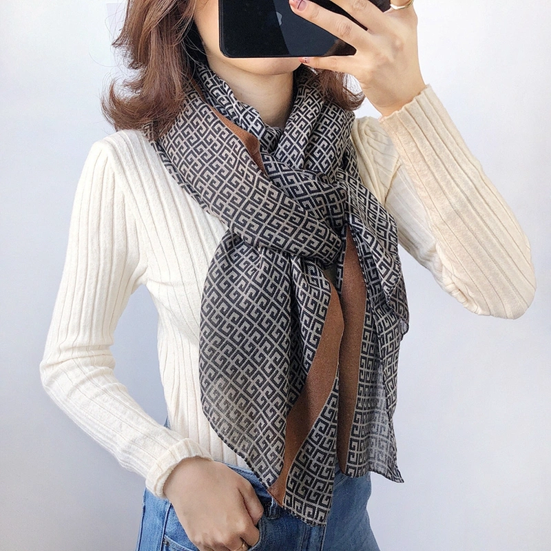 Spring 2020 New Style Geometric Pattern Fashion Messy Linen Long Scarf Cotton And Linen Shawl Scarf For Women
