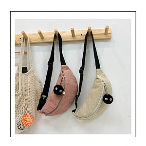 Japanese Harajuku personality funny corduroy messenger bag female cute ugly girl soft sister breast bag female