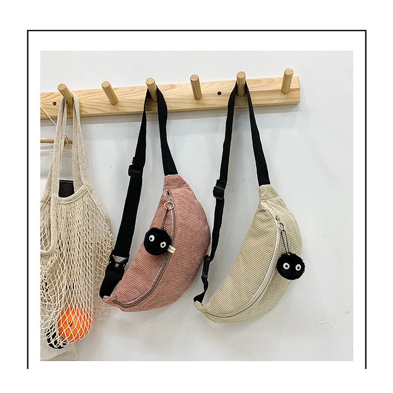 Japanese Harajuku personality funny corduroy messenger bag female cute ugly girl soft sister breast bag female