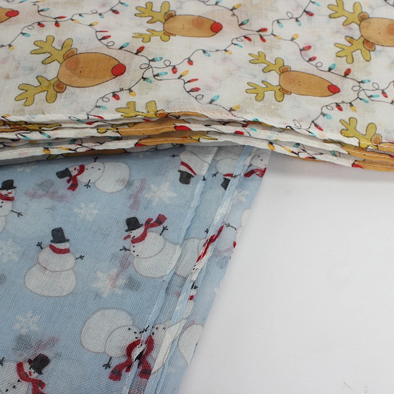 New christmas day elk cartoon printed fashion bali yarn scarf little snowman shawl