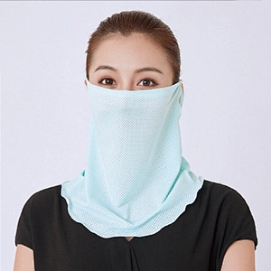 Custom Plain Color Sunscreen Ice Silk Bandana With Ear Loop For Face Coverage And Dust Protection