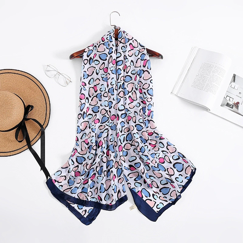 New simulation silk scarf spot printed elegant creative scarf beach towel shawl silk satin scarf
