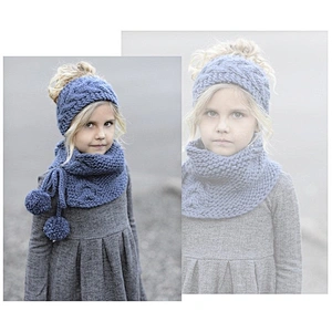 2020 New Kids Hat Suit Autumn Winter Warm Knitted Hat Cute Female Baby Hat Neck Scarf Two-Piece Set With Pom Pom