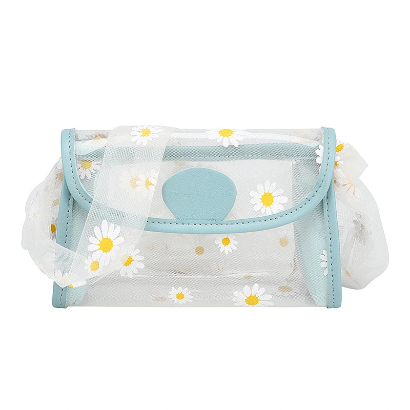 Custom Candy Color Women Jelly Bags Daisy Pvc Jelly Messenger Clear Transparent Shoulder Crossbody Bag