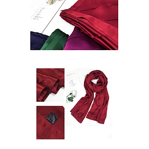 Luxury Long Plain Hijab Head Silk Scarves Custom Twill Ladies Satin Pure Color Silk Scarf Women