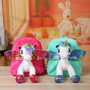 Hot Design Unicorn Plush Backpack Children Cute Cartoon Unicorn Plush Bag Girls Kids Toddler Unicorn Plush Backpack