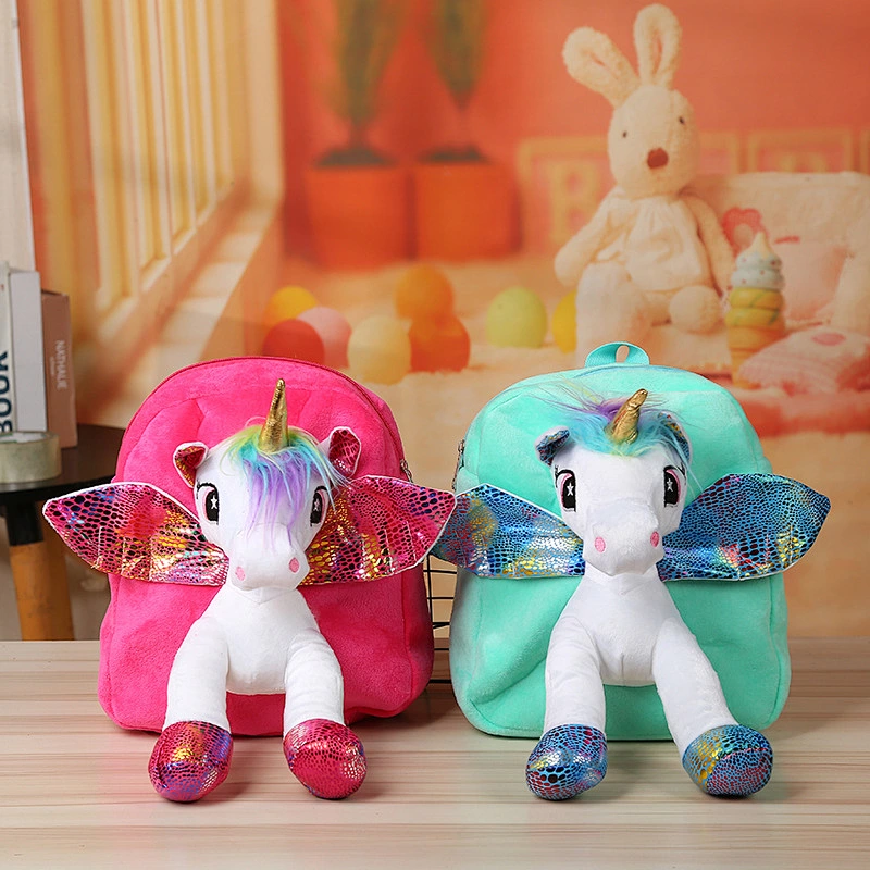 Hot Design Unicorn Plush Backpack Children Cute Cartoon Unicorn Plush Bag Girls Kids Toddler Unicorn Plush Backpack
