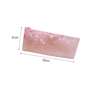 Pink Fresh Pencil Bag Transparent Frosted Storage Bag Stationery For Student School Supplies