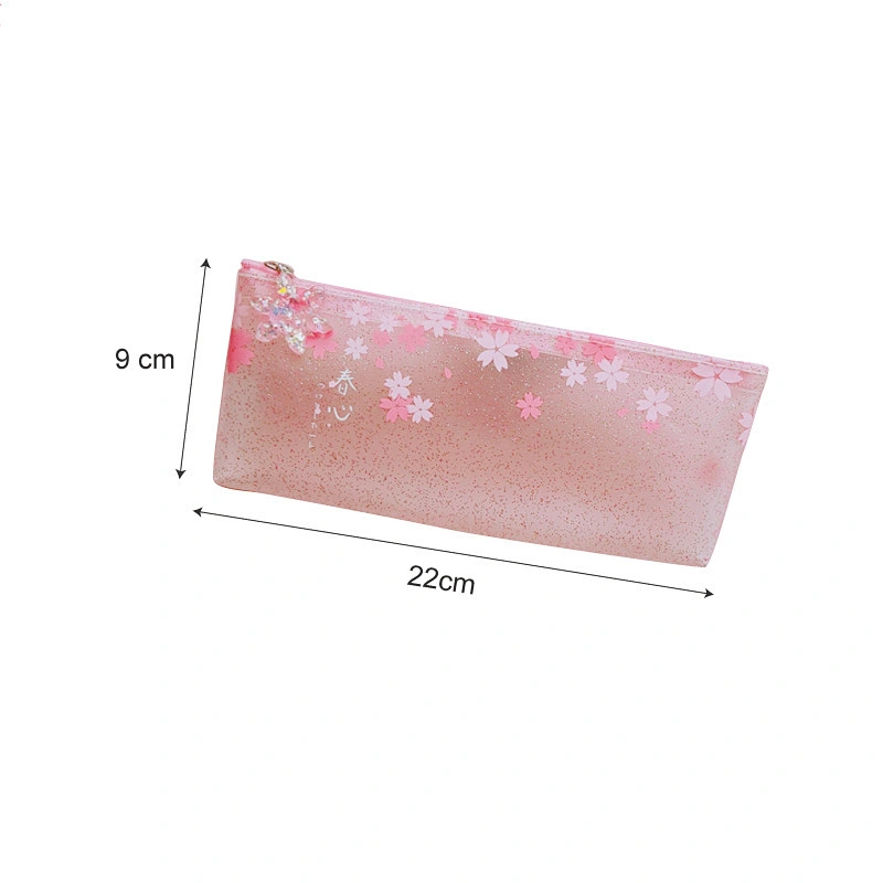 Pink Fresh Pencil Bag Transparent Frosted Storage Bag Stationery For Student School Supplies
