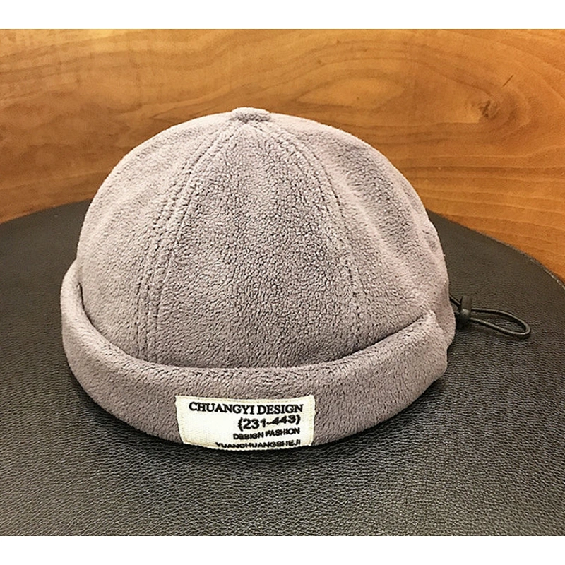 Wholesale Custom Brimless Hat Solid Baseball Cap Mens Fleece Brimless Landlord Hat