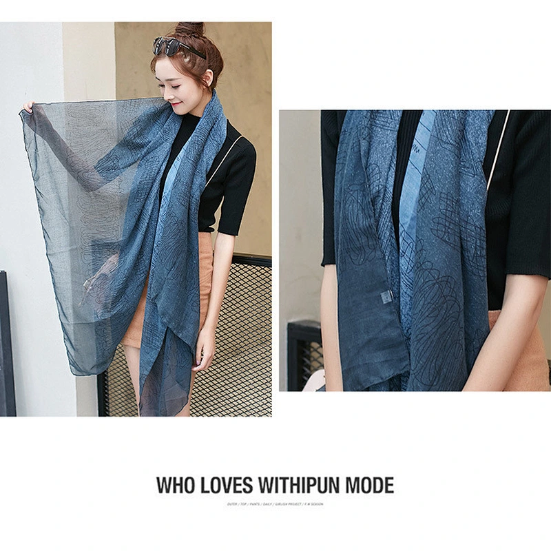 2020 Spring Autumn New Cotton And Linen Scarf Factory Wholesale Retro Pattern Scarf Customized