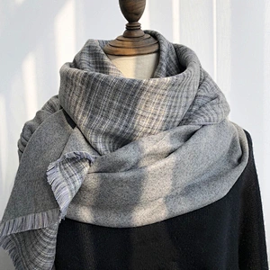 Luxuriant Latest Desirable Cashmere Scarf Plaid Double-Sided Winter Scarf Fashions Long Shawl