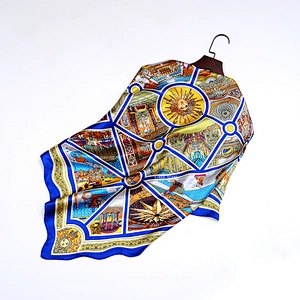 Hot sale Europe and the United States new printing simulation silk satin scarf scarf large square shawl multi-style wholesale