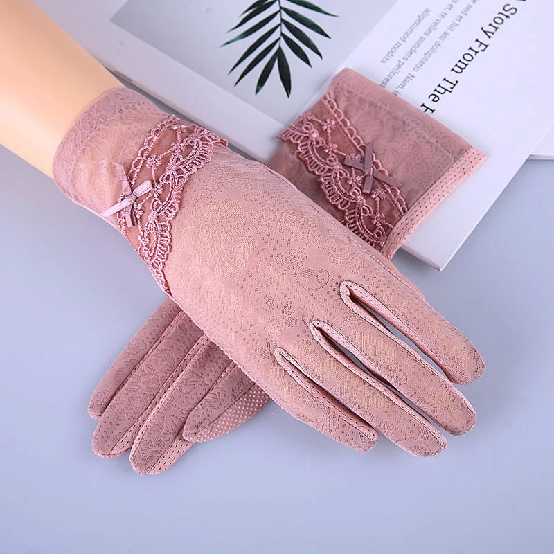 Wholesale Ladies Funky Lace Bow Gloves Non-skid Touch Screen Gloves Ice Silk Sunscreen Gloves